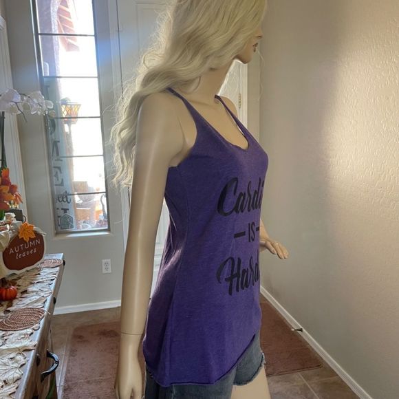 FIFTH SUN Cardio Is Hardio Racerback Tank Top In Purple Size Medium New - Picture 4 of 9